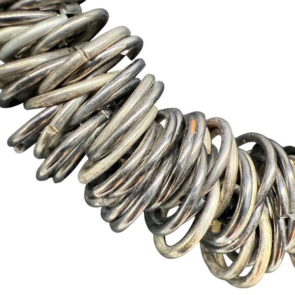 Vintage Coiled Piano Wire Statement Necklace Silver Tone Edgy Ethnic - Picture 2 of 4